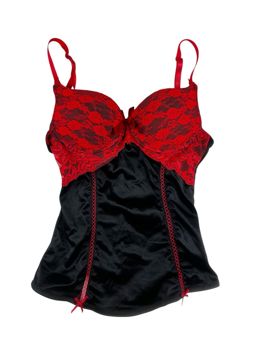 BodyRage Intimates Black and Red Lace Corset Top Size Small